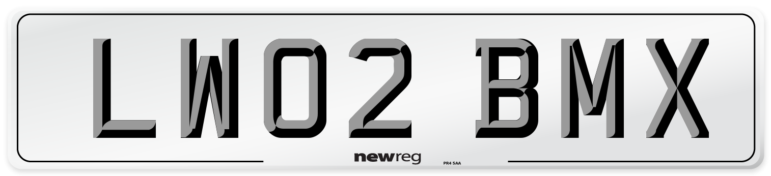 LW02 BMX Number Plate from New Reg
